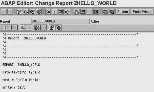 Sample SAP ABAP program hellow orld