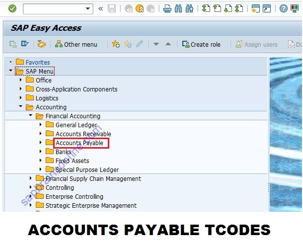 SAP accounts payable tcodes - transaction codes