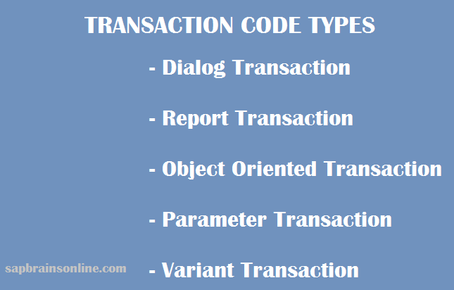Different types of transaction codes