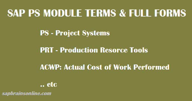 SAP PS Full form