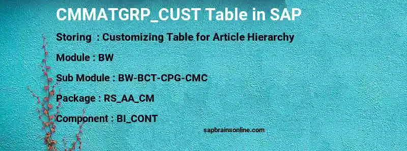 SAP CMMATGRP_CUST table