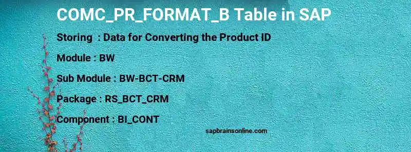 SAP COMC_PR_FORMAT_B table