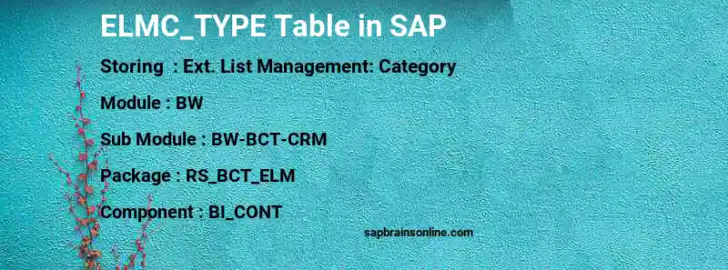 SAP ELMC_TYPE table