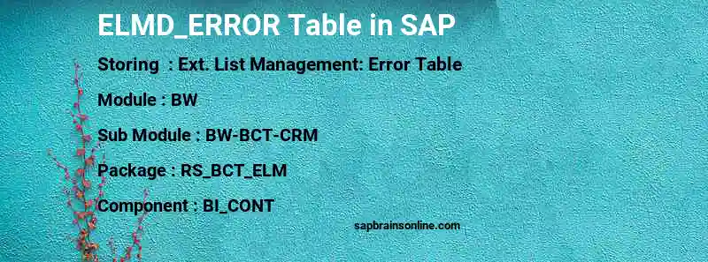SAP ELMD_ERROR table