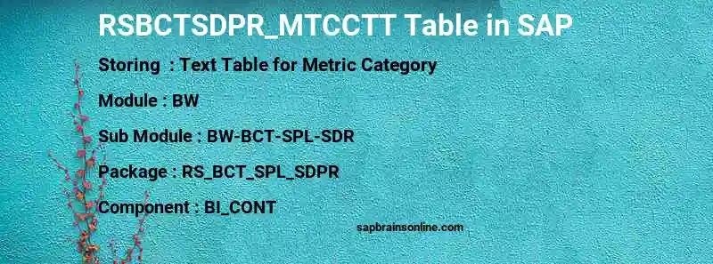 SAP RSBCTSDPR_MTCCTT table