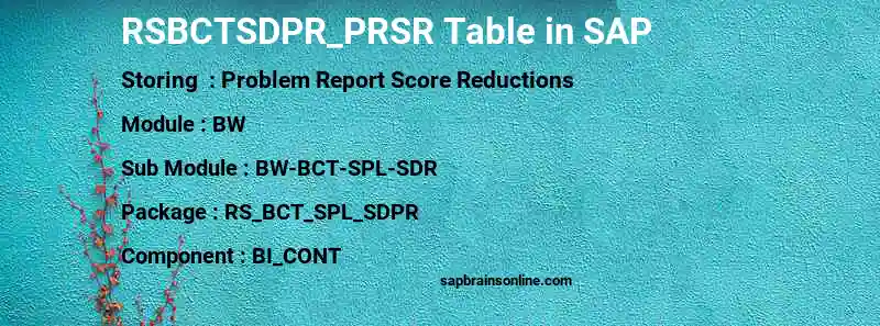SAP RSBCTSDPR_PRSR table