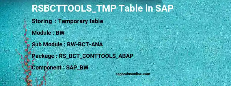 SAP RSBCTTOOLS_TMP table