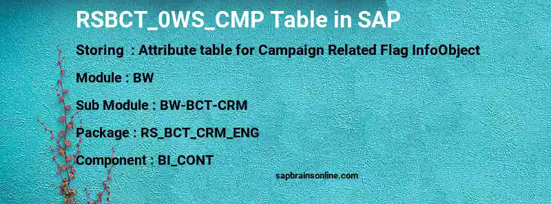 SAP RSBCT_0WS_CMP table