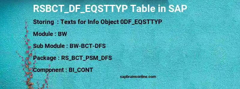 SAP RSBCT_DF_EQSTTYP table