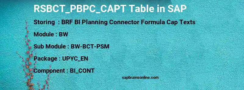 SAP RSBCT_PBPC_CAPT table