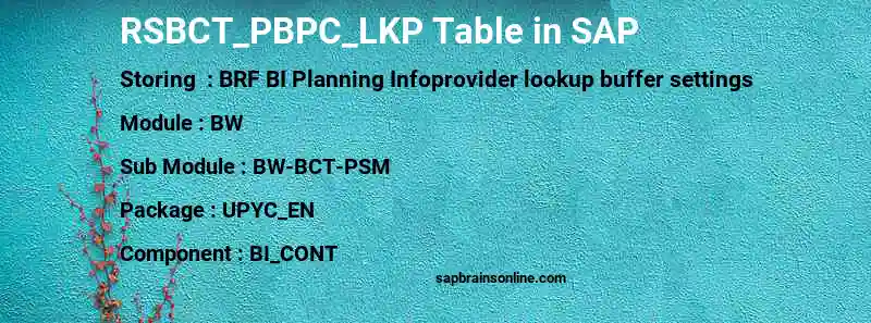 SAP RSBCT_PBPC_LKP table