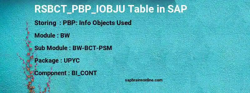 SAP RSBCT_PBP_IOBJU table