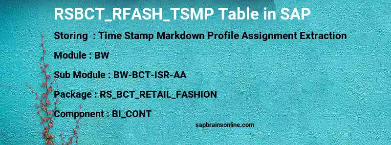 SAP RSBCT_RFASH_TSMP table