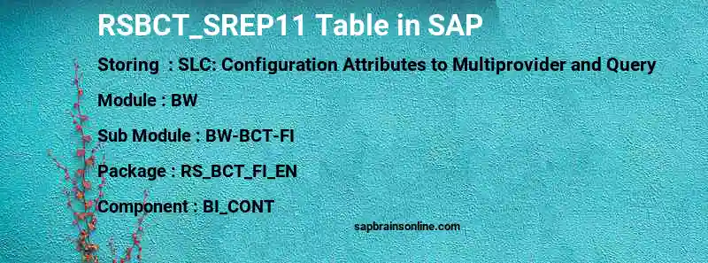 SAP RSBCT_SREP11 table