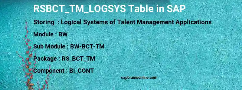 SAP RSBCT_TM_LOGSYS table