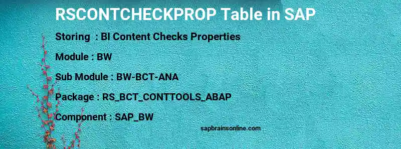 SAP RSCONTCHECKPROP table