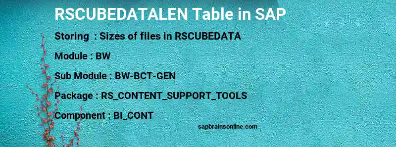 SAP RSCUBEDATALEN table
