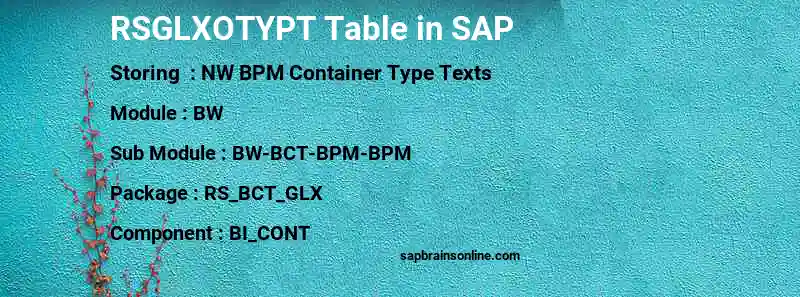 SAP RSGLXOTYPT table
