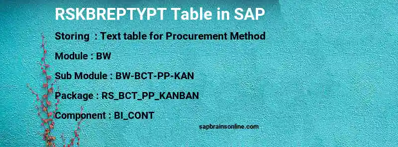 SAP RSKBREPTYPT table