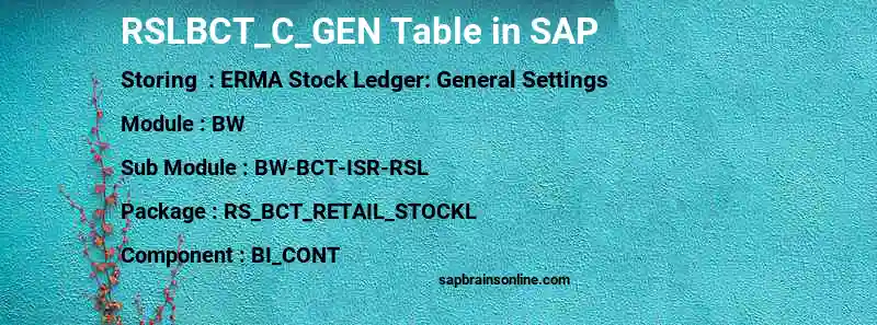 SAP RSLBCT_C_GEN table