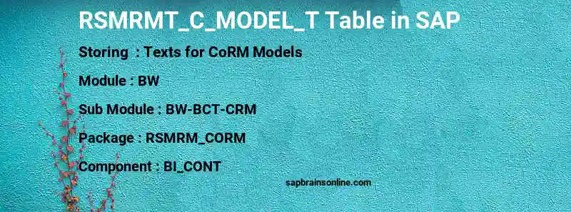 SAP RSMRMT_C_MODEL_T table