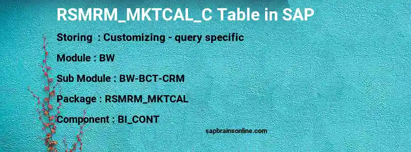 SAP RSMRM_MKTCAL_C table