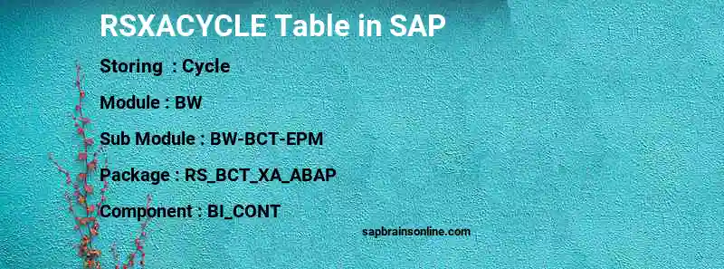 SAP RSXACYCLE table