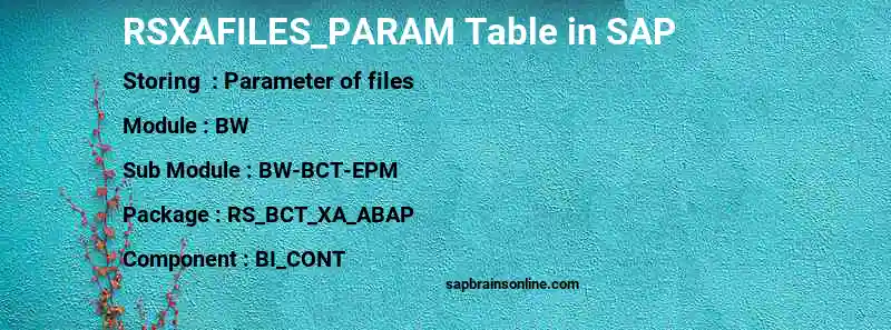 SAP RSXAFILES_PARAM table