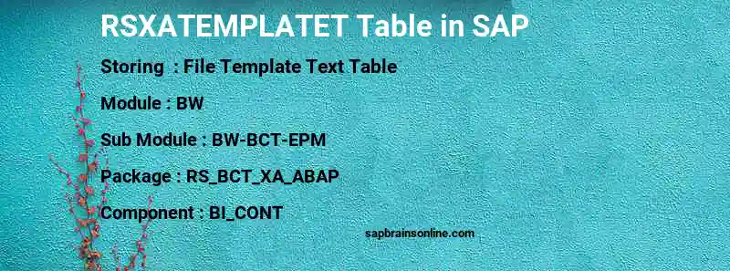 SAP RSXATEMPLATET table