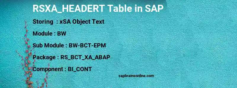SAP RSXA_HEADERT table