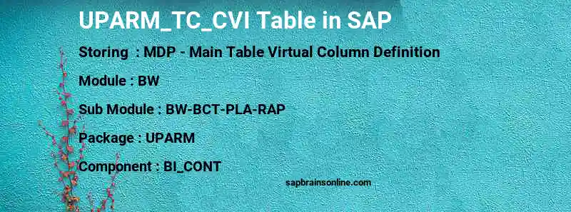 SAP UPARM_TC_CVI table
