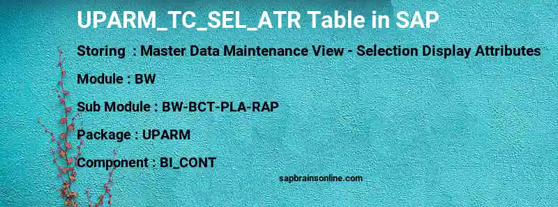 SAP UPARM_TC_SEL_ATR table