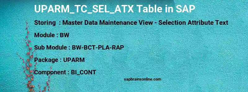 SAP UPARM_TC_SEL_ATX table