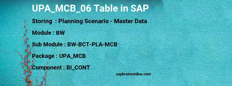 SAP UPA_MCB_06 table