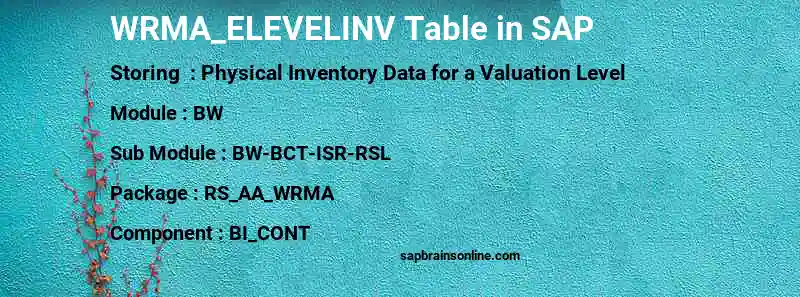 SAP WRMA_ELEVELINV table