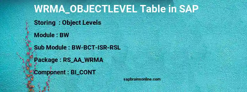 SAP WRMA_OBJECTLEVEL table