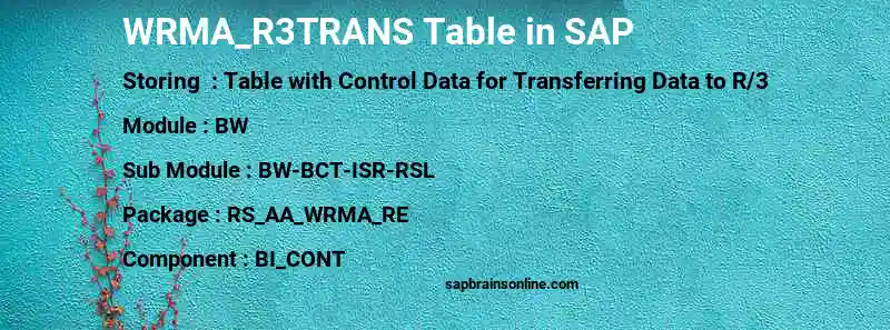 SAP WRMA_R3TRANS table