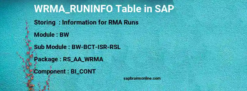 SAP WRMA_RUNINFO table