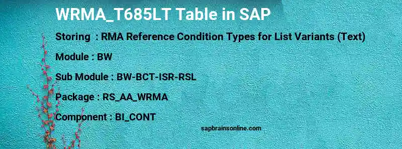SAP WRMA_T685LT table