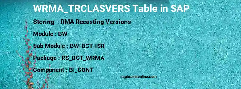 SAP WRMA_TRCLASVERS table