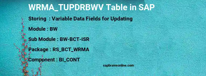 SAP WRMA_TUPDRBWV table
