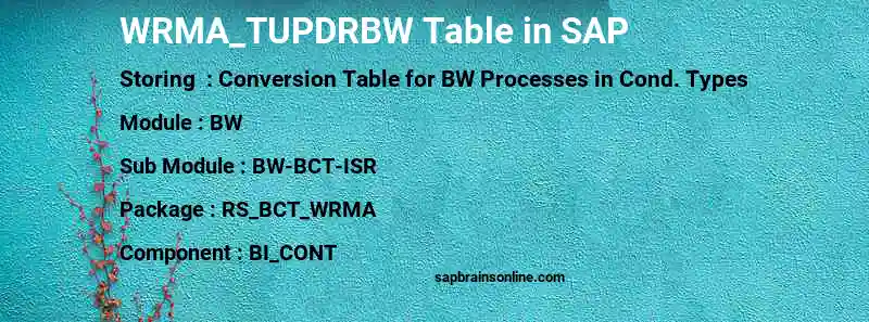 SAP WRMA_TUPDRBW table
