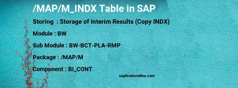 SAP /MAP/M_INDX table