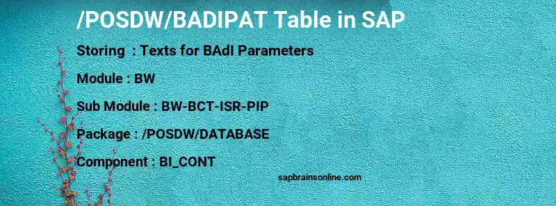 SAP /POSDW/BADIPAT table