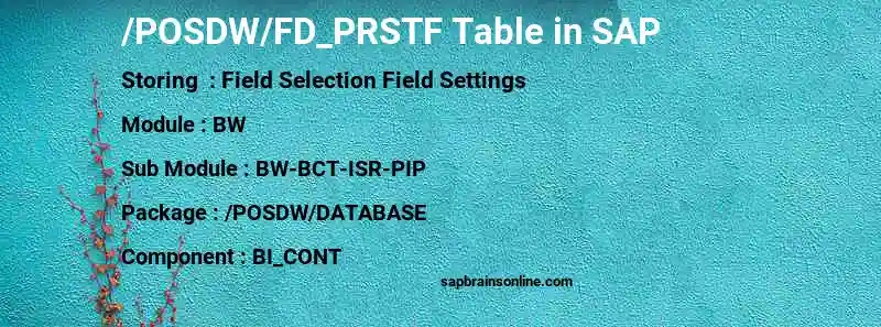 SAP /POSDW/FD_PRSTF table