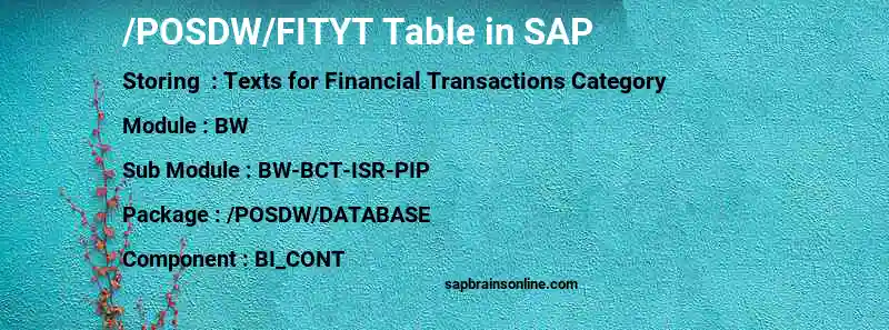 SAP /POSDW/FITYT table