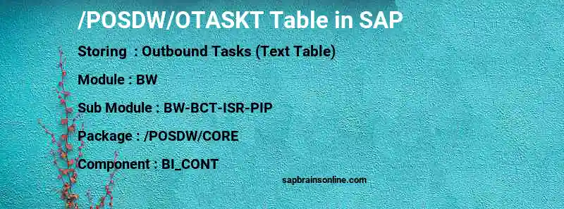 SAP /POSDW/OTASKT table