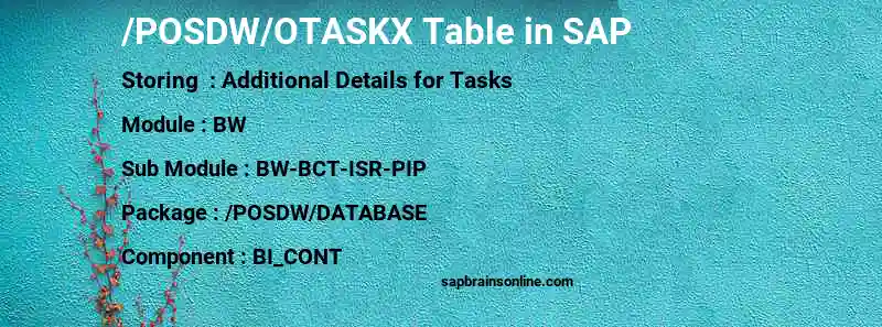 SAP /POSDW/OTASKX table