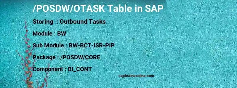 SAP /POSDW/OTASK table