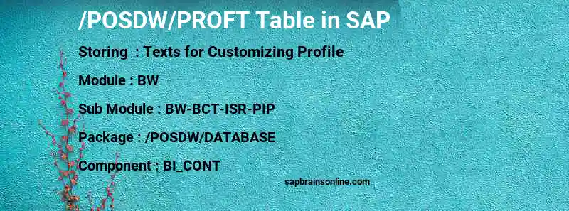 SAP /POSDW/PROFT table